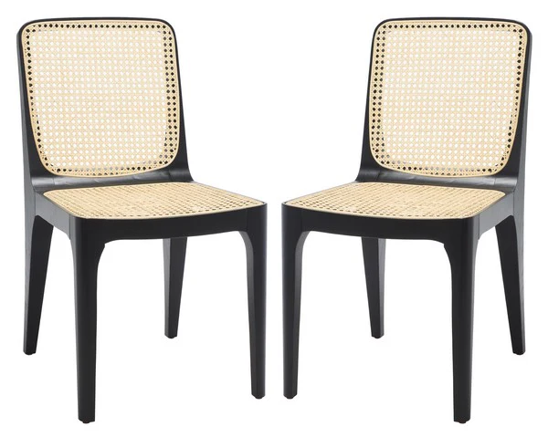 Safavieh Frank Rattan Dining Chair Set Of 2 - Black - Image 4