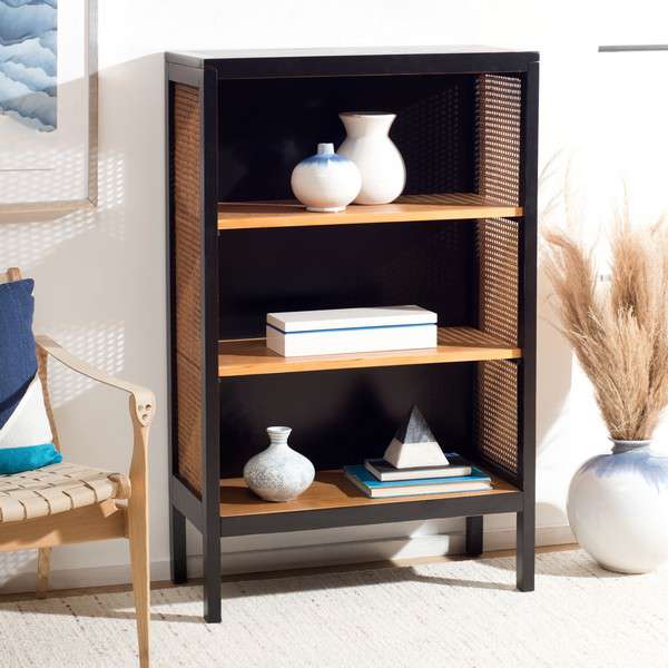 Safavieh Franz 3 Shelf Wood Back Etagere - Black - Image 4