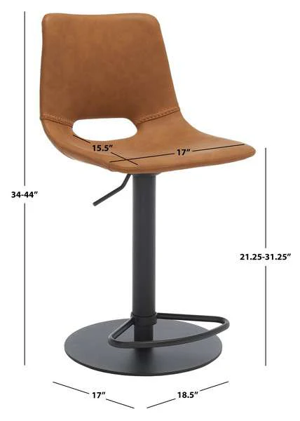 Safavieh Freya Gas Lift Bar Stool - Cognac - Image 4