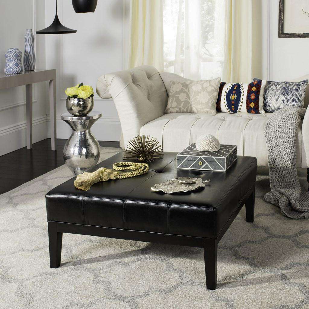 Safavieh Fulton Sqr Cocktail Ottoman Lg - Black - Image 3