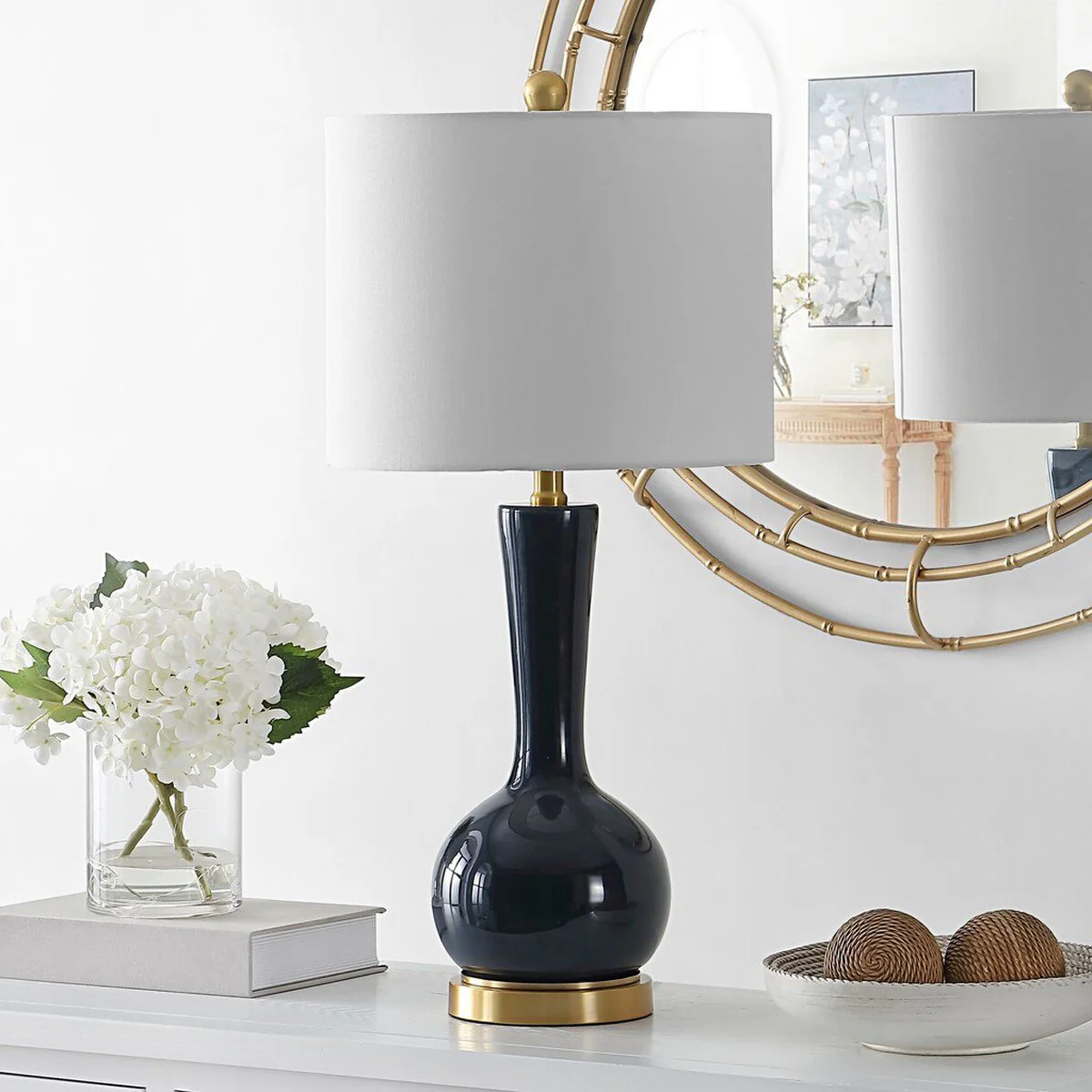 Safavieh Gaetna Glass Table Lamp - Navy - Image 3