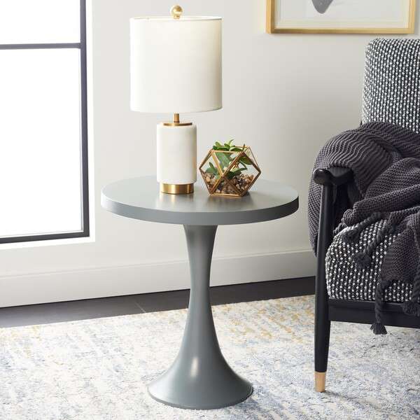 Safavieh Galium Aluminum Round Top Side Table - Dark Gray - Image 4