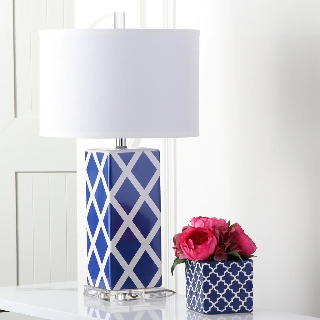 Safavieh Garden 27-Inch H Lattice Table Lamp - Navy - Image 3