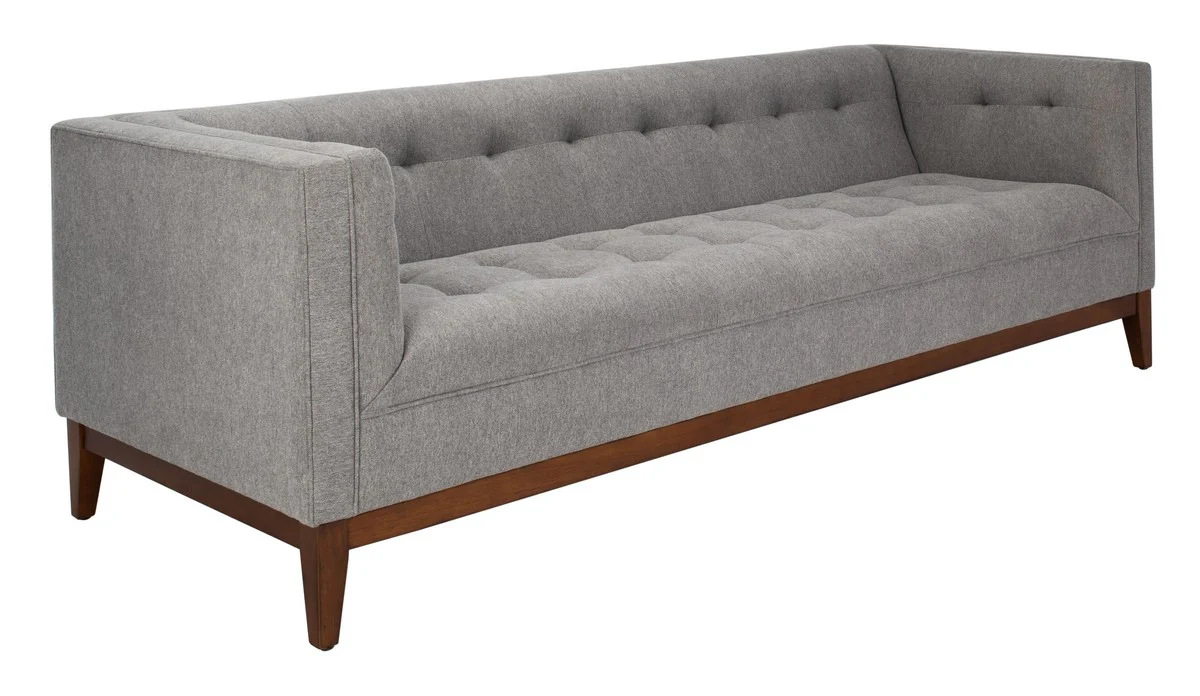 Safavieh Garnet Linen Tufted Upholstered Fabric Sofa - Light Gray - Image 3