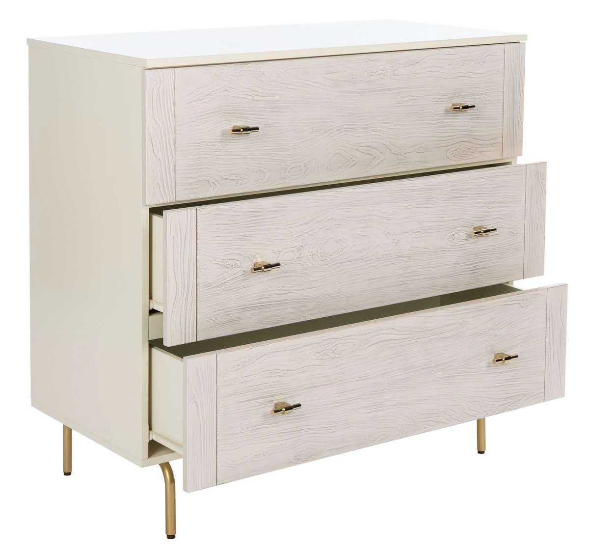 Safavieh Genevieve 3 Drawer Dresser - Cream - Image 3