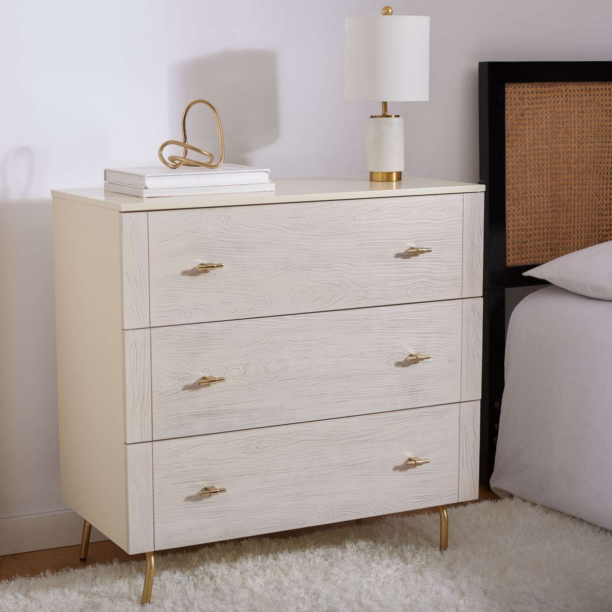 Safavieh Genevieve 3 Drawer Dresser - Cream - Image 4