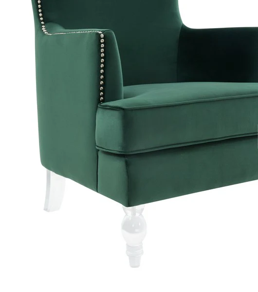 Safavieh Geode Modern Wingback Chair - Forest Green - Image 3