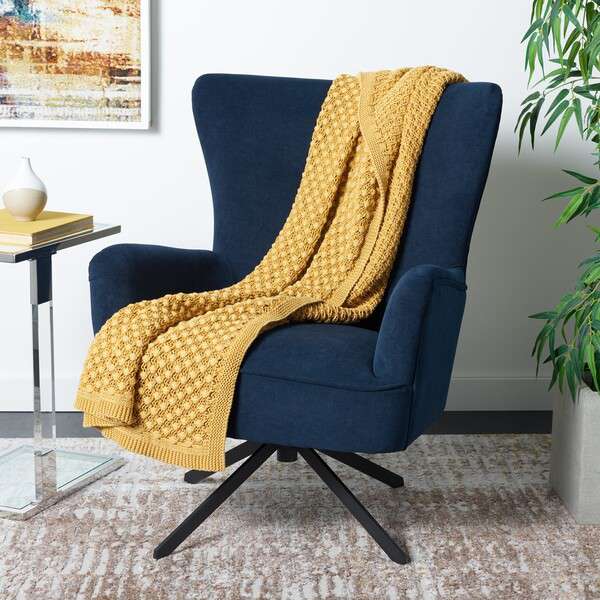 Safavieh Geonna Upholstered Arm Chair - Navy - Image 4