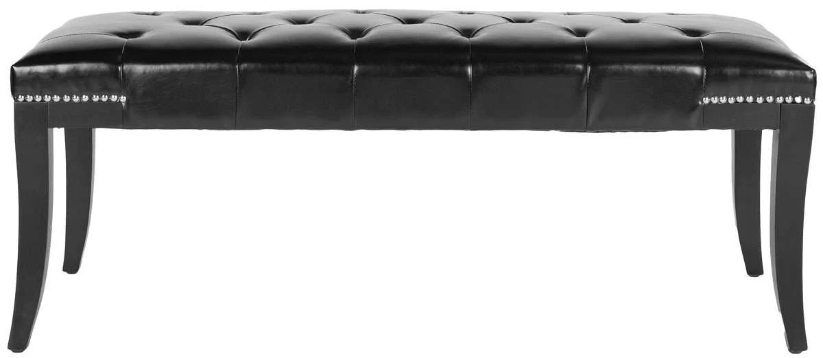 Safavieh Gibbons Bench - Silver Nail Heads - Black - Image 2