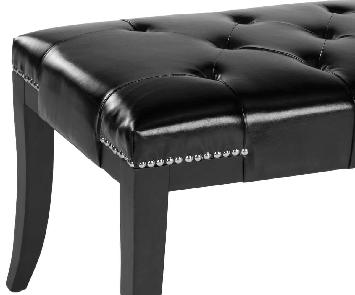 Safavieh Gibbons Bench - Silver Nail Heads - Black - Image 3
