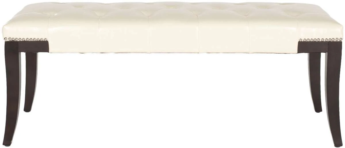 Safavieh Gibbons Bench - Silver Nail Heads - Flat Cream - Image 2