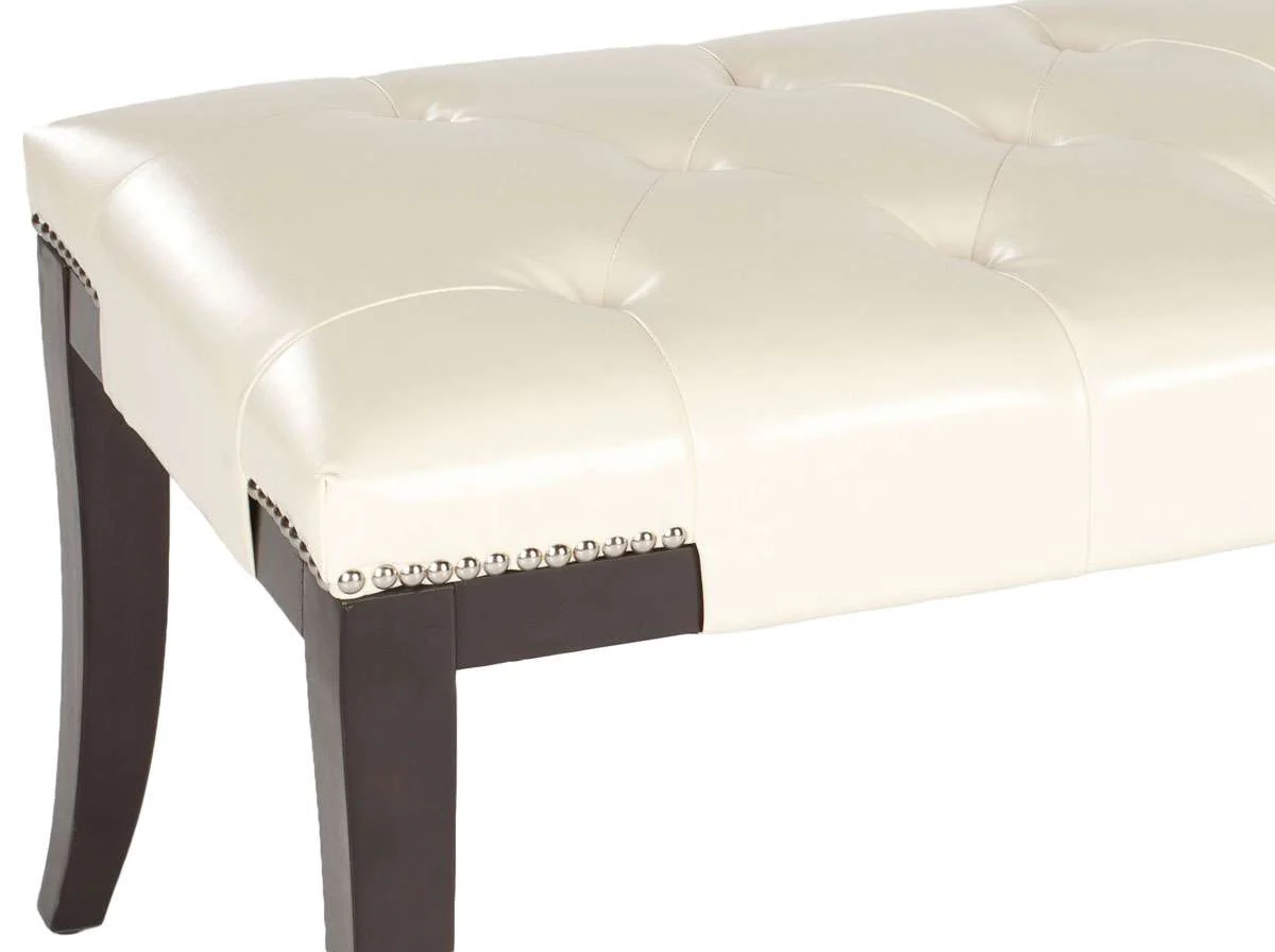 Safavieh Gibbons Bench - Silver Nail Heads - Flat Cream - Image 3