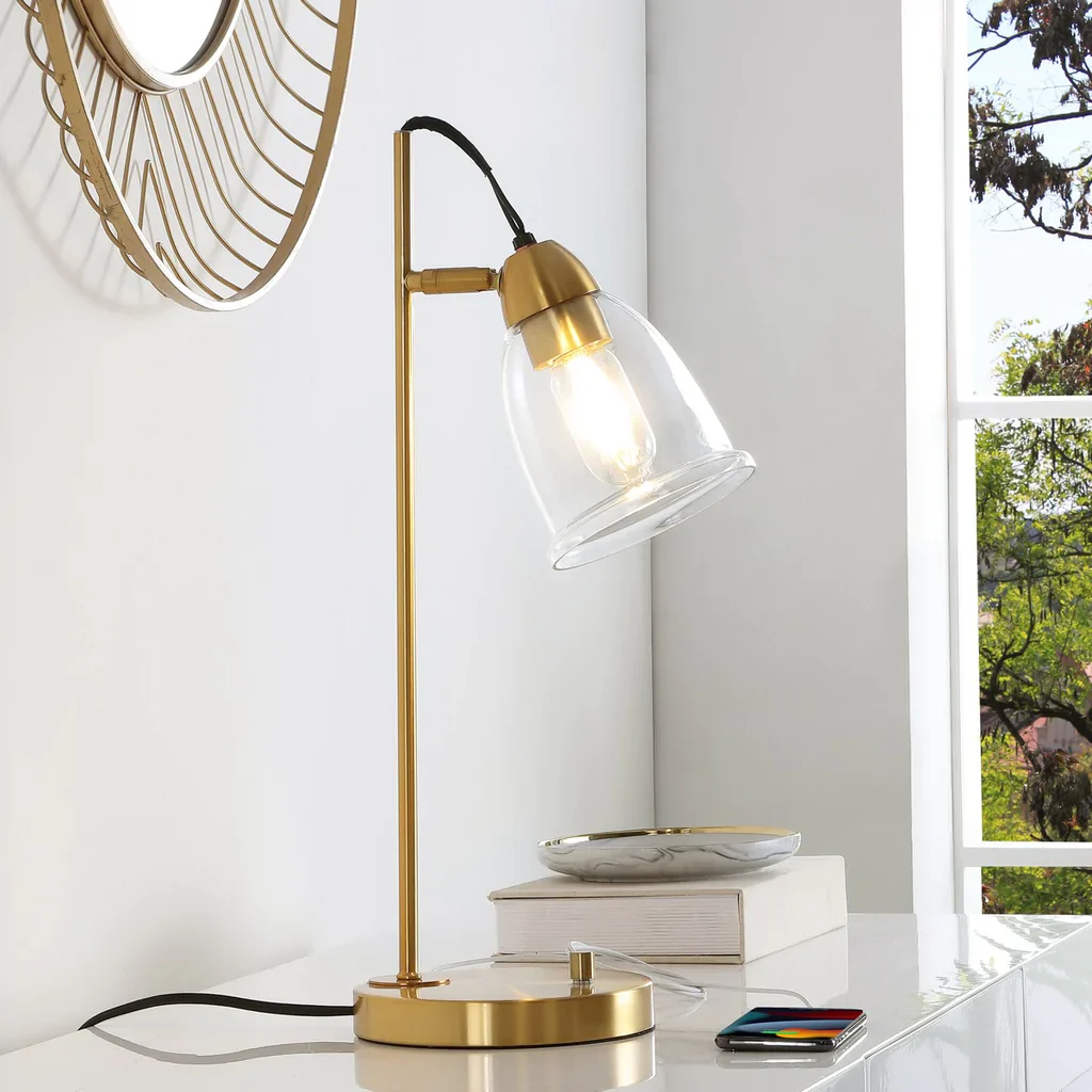 Safavieh Gibson, 22 Inch, Gold, Iron Table Lamp W/ Usb Port - White - Image 3