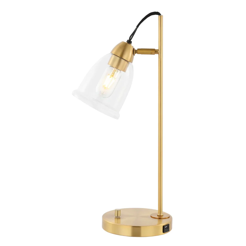 Safavieh Gibson, 22 Inch, Gold, Iron Table Lamp W/ Usb Port - White - Image 4