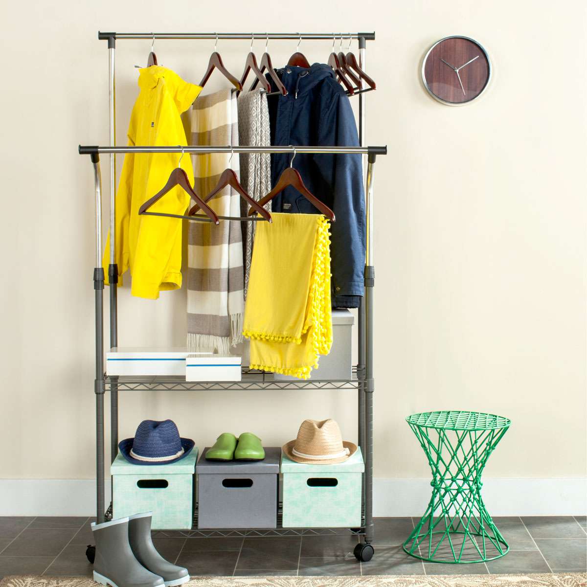 Safavieh Giorgio Chrome Wire Dble Rod Clothes Rack (35.4 In. W X 13.8 In. D X 66.9 In. H) - Chrome - Image 4