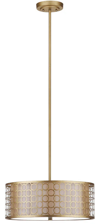 Safavieh Giotta 3 Light Antique Gold 18 Inch Dia Drum Adjustable Pendant - Antique Gold - Image 2