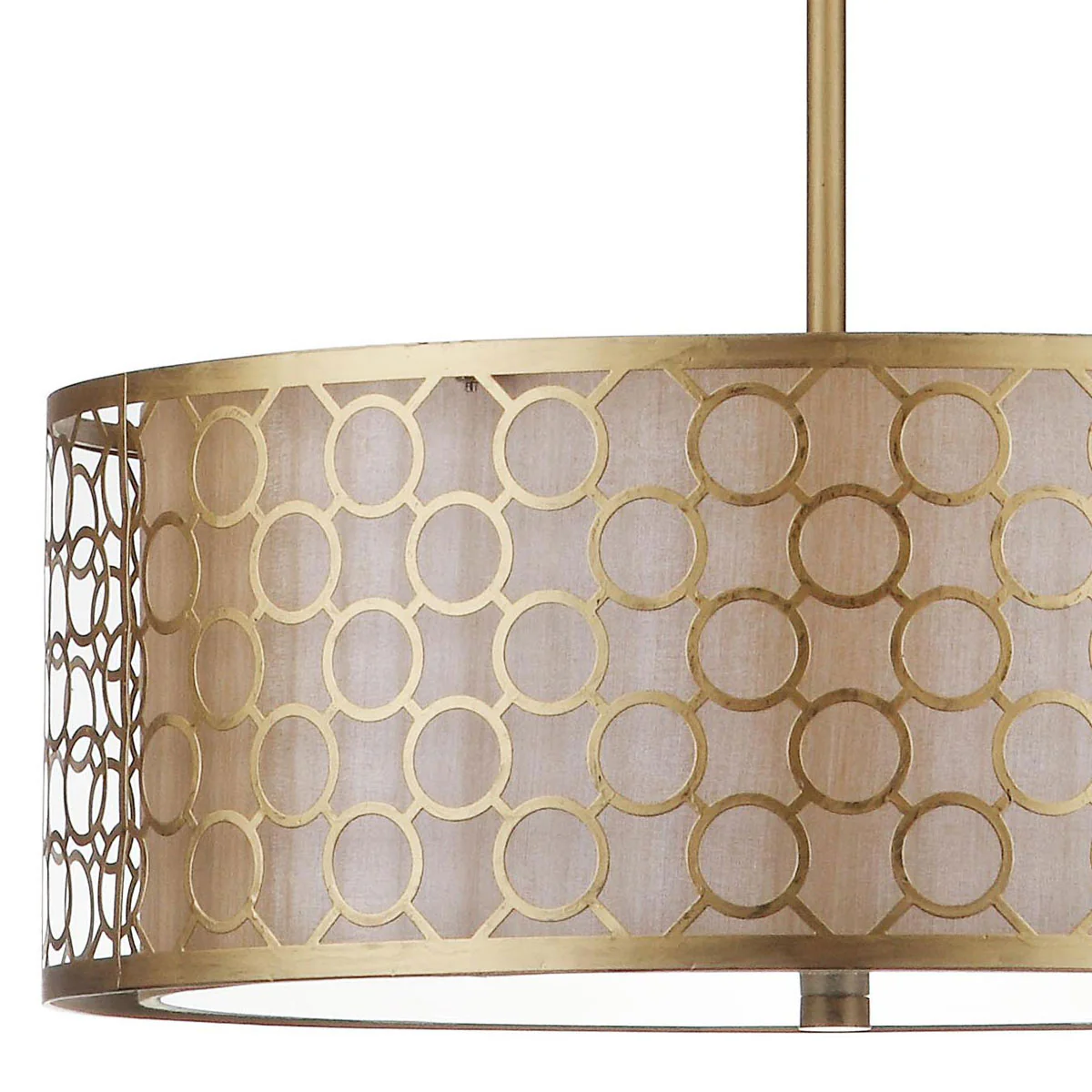 Safavieh Giotta 3 Light Antique Gold 18 Inch Dia Drum Adjustable Pendant - Antique Gold - Image 3