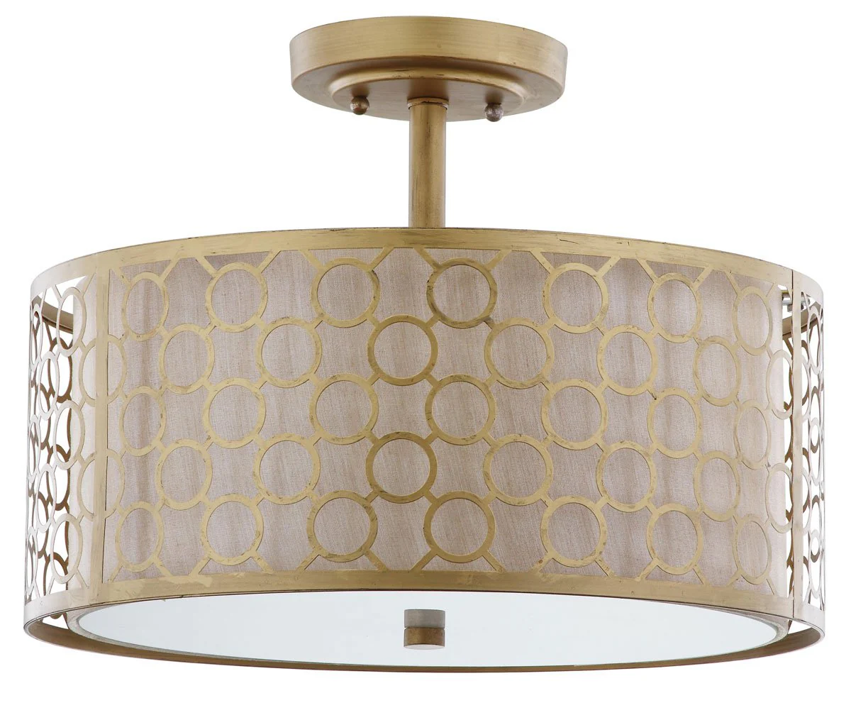 Safavieh Giotta Circle Trellis 3 Light Antique Gold 16-Inch Dia Semi Flush - Antique Gold - Image 2