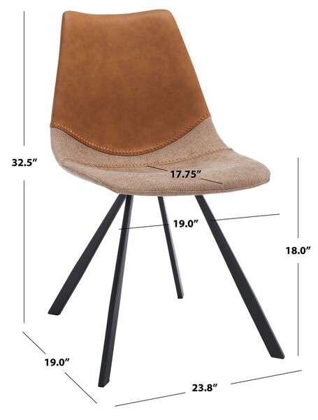 Safavieh Greer Dining Chair Set Of 2 - Cognac - Image 3