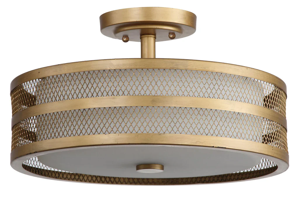 Safavieh Greta 3 Light Antique Gold 15.75-Inch Dia Veil Semi Flush - Antique Gold - Image 2