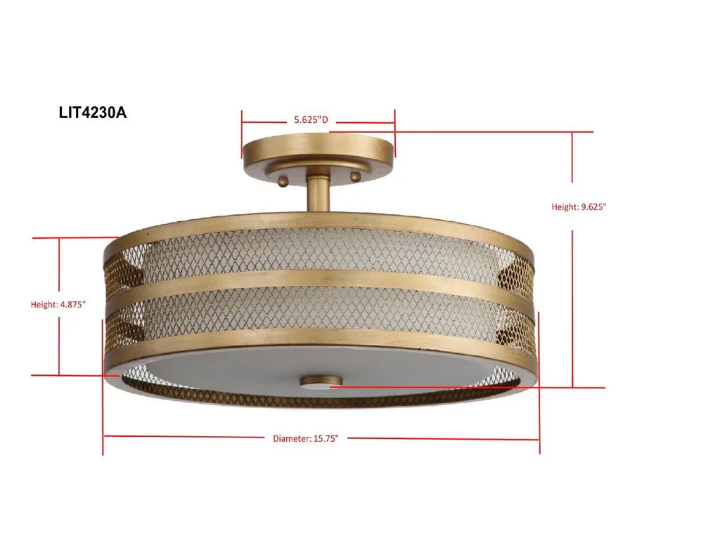 Safavieh Greta 3 Light Antique Gold 15.75-Inch Dia Veil Semi Flush - Antique Gold - Image 3