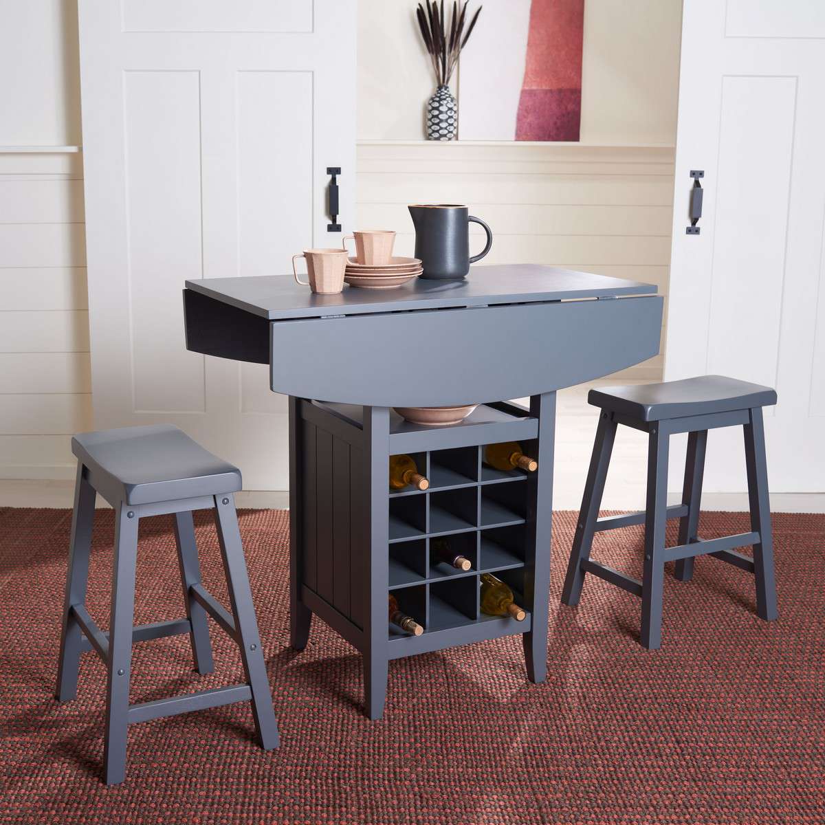 Safavieh Emeric 3 Pc Set Drop Leaf Pub Table - Gray - Image 4