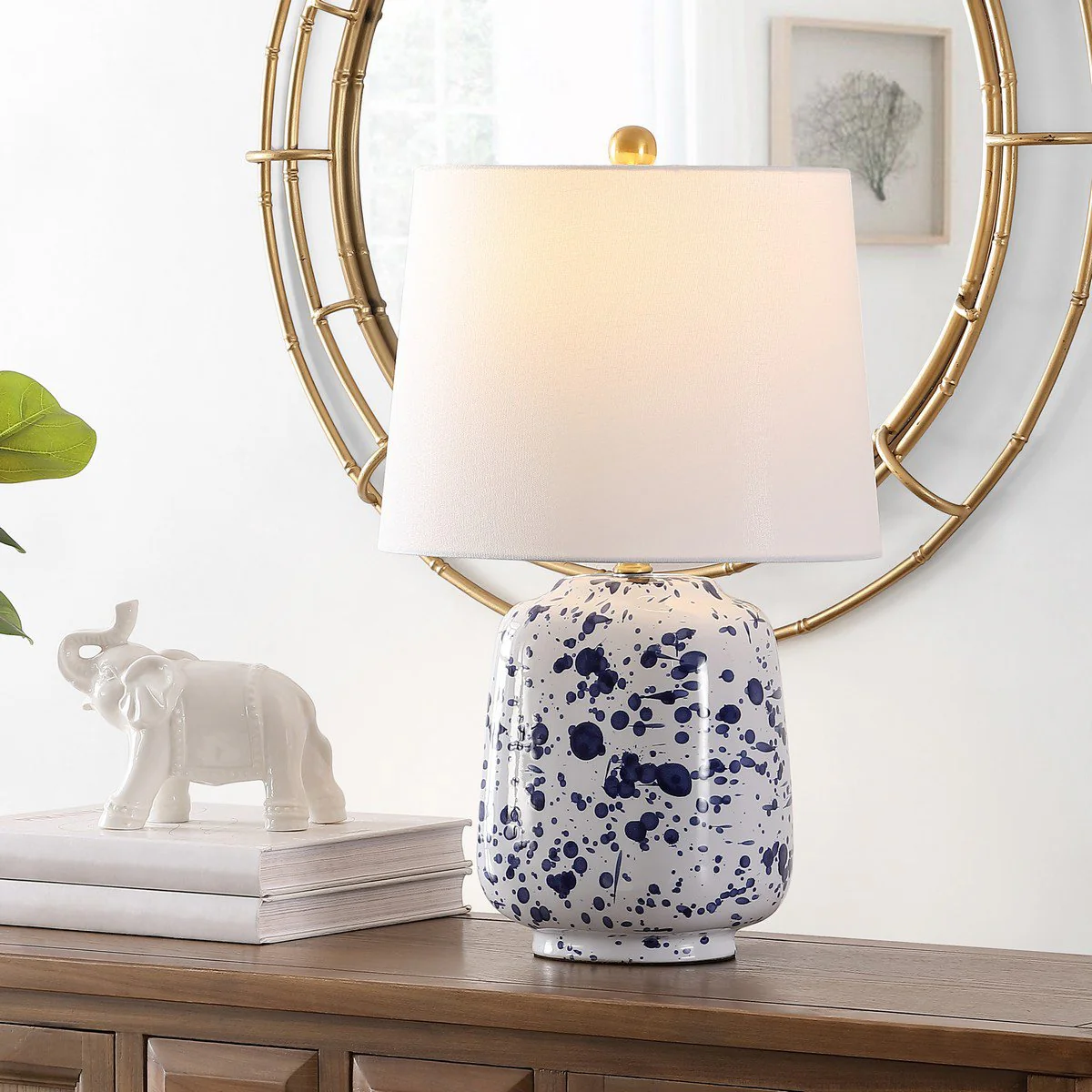 Safavieh Greyon Ceramic Table Lamp - Navy Blue - Image 3
