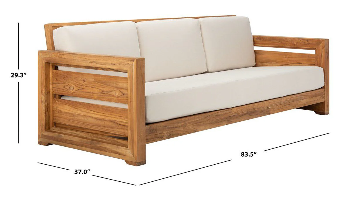 Safavieh Guadeloupe Teak 3-Seat Sofa - Natural - Image 4