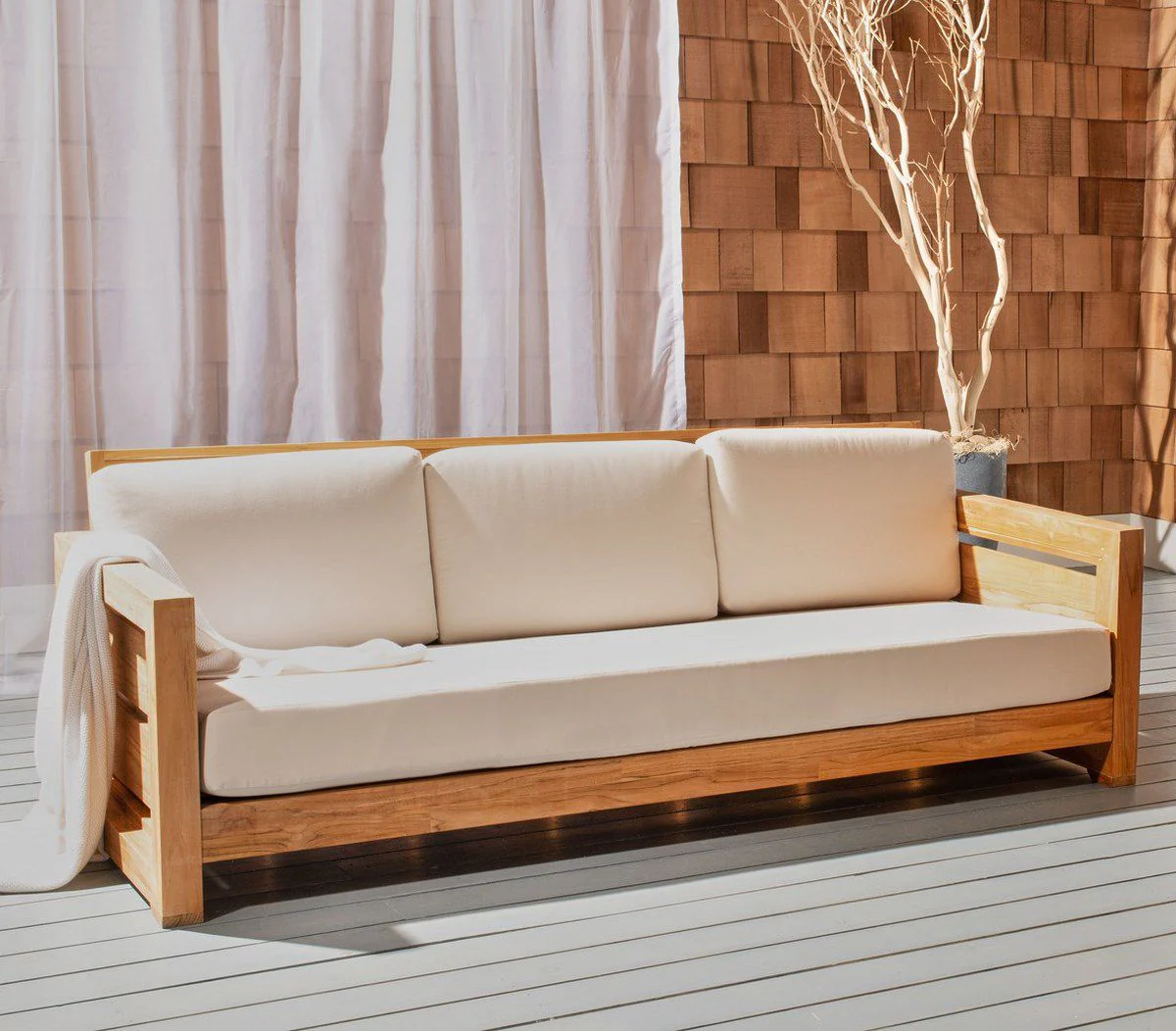 Safavieh Guadeloupe Teak 3-Seat Sofa - Natural - Image 5