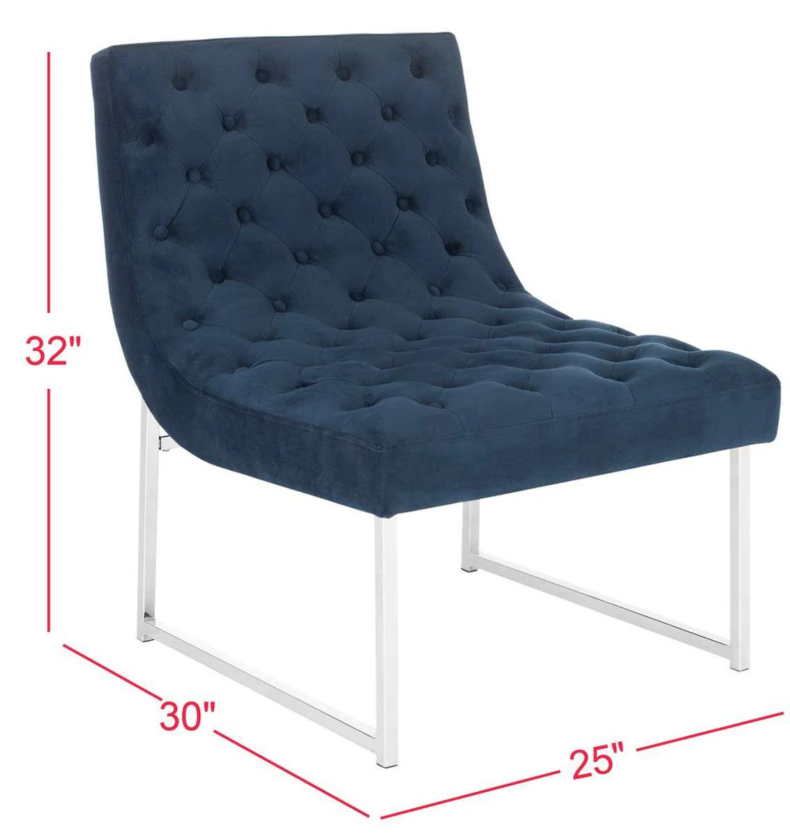 Safavieh Hadley Velvet Tufted Accent Chair - Navy Velvet - Image 2