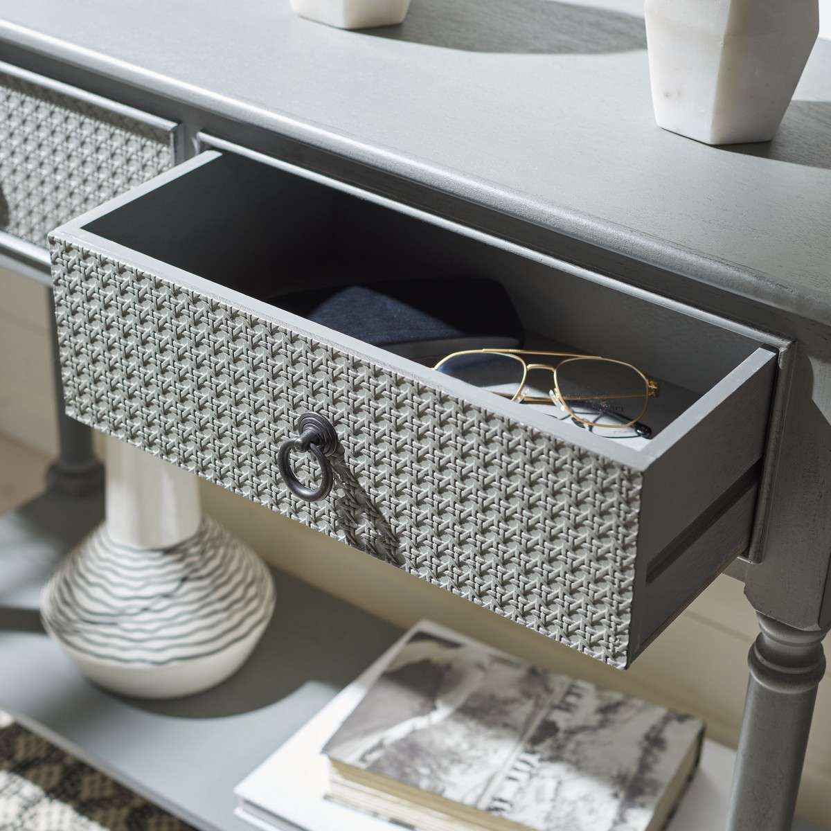 Safavieh Haines 2Drw Console Table - Distressed Gray - Image 3