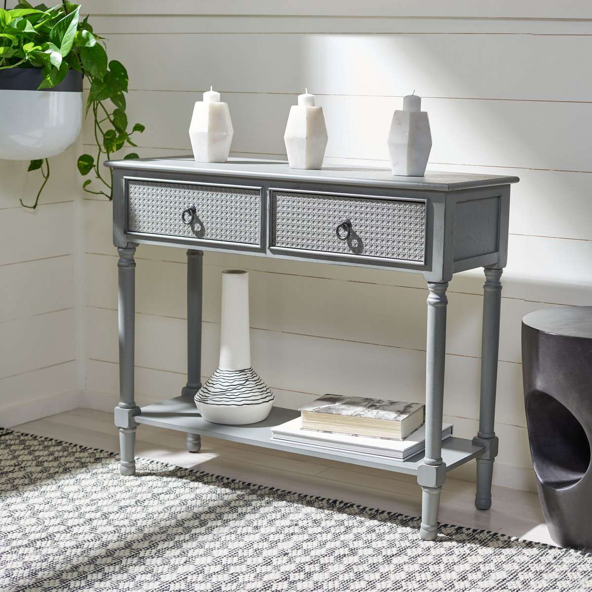 Safavieh Haines 2Drw Console Table - Distressed Gray - Image 4