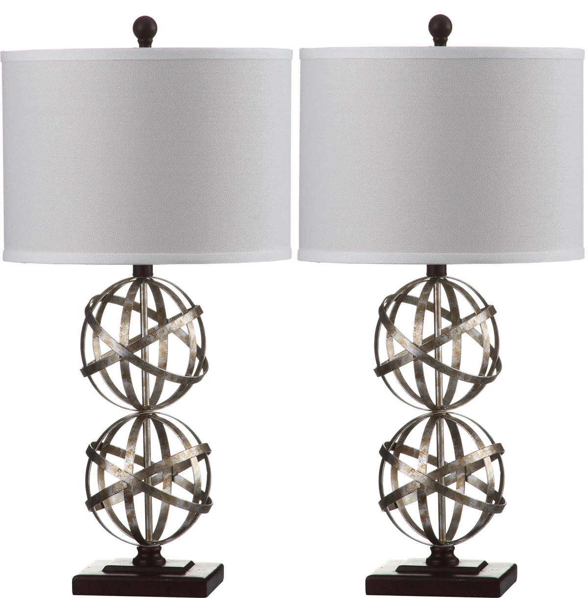 Safavieh Haley 28-Inch H Double Spher Table Lamp Set Of 2 - Antique Silver - Image 2
