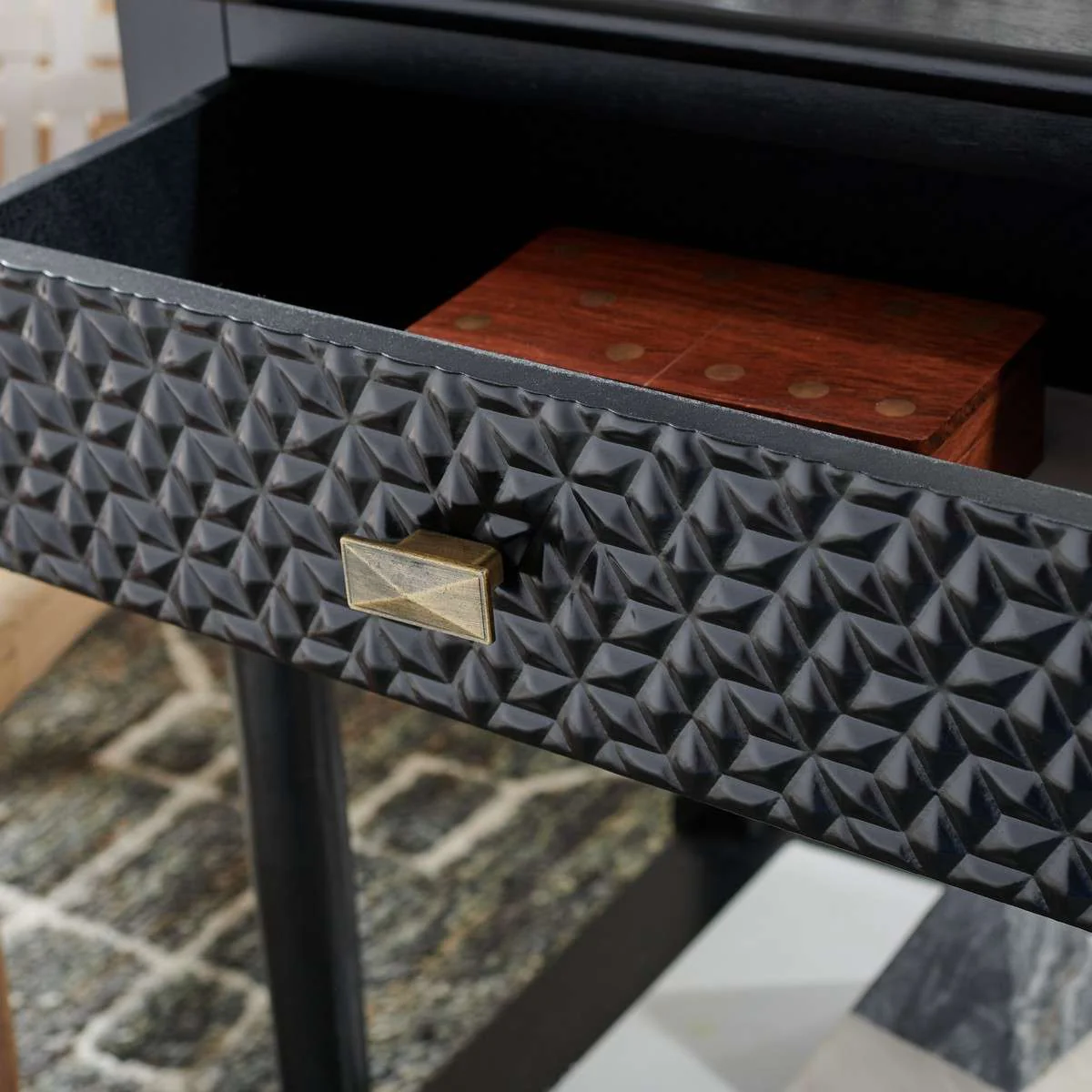 Safavieh Halton 1Drw Accent Table - Black - Image 4