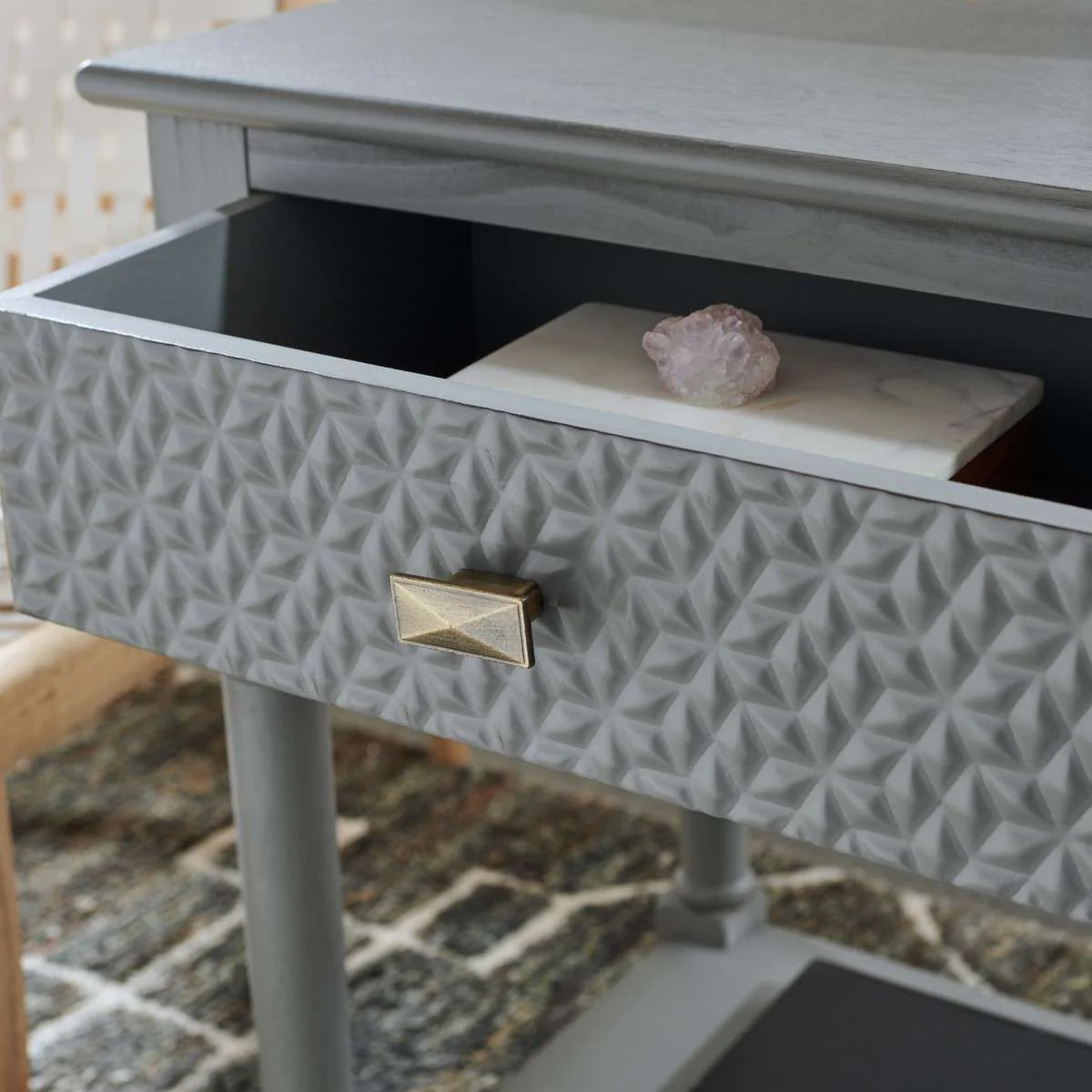 Safavieh Halton 1Drw Accent Table - Distressed Gray - Image 4