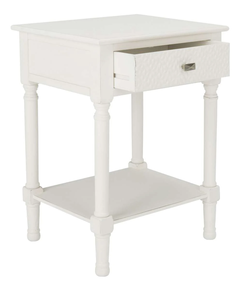 Safavieh Halton 1Drw Accent Table - Distressed White - Image 3