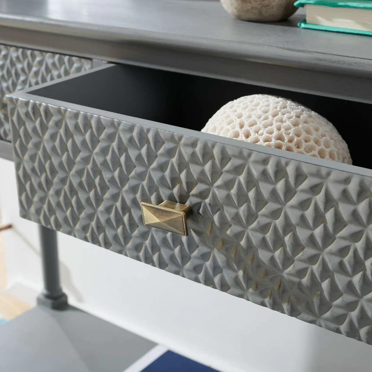 Safavieh Halton 2Drw Console Table - Distressed Gray - Image 4