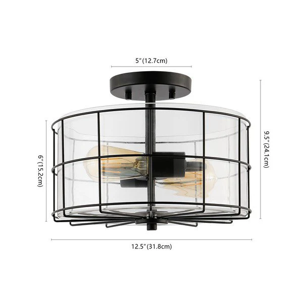 Safavieh Hannes Flush Mount - Painted Matte Black - Image 3