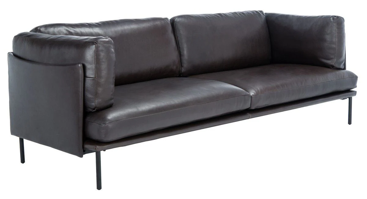 Safavieh Harriet Leather Sofa - Graphite - Image 3