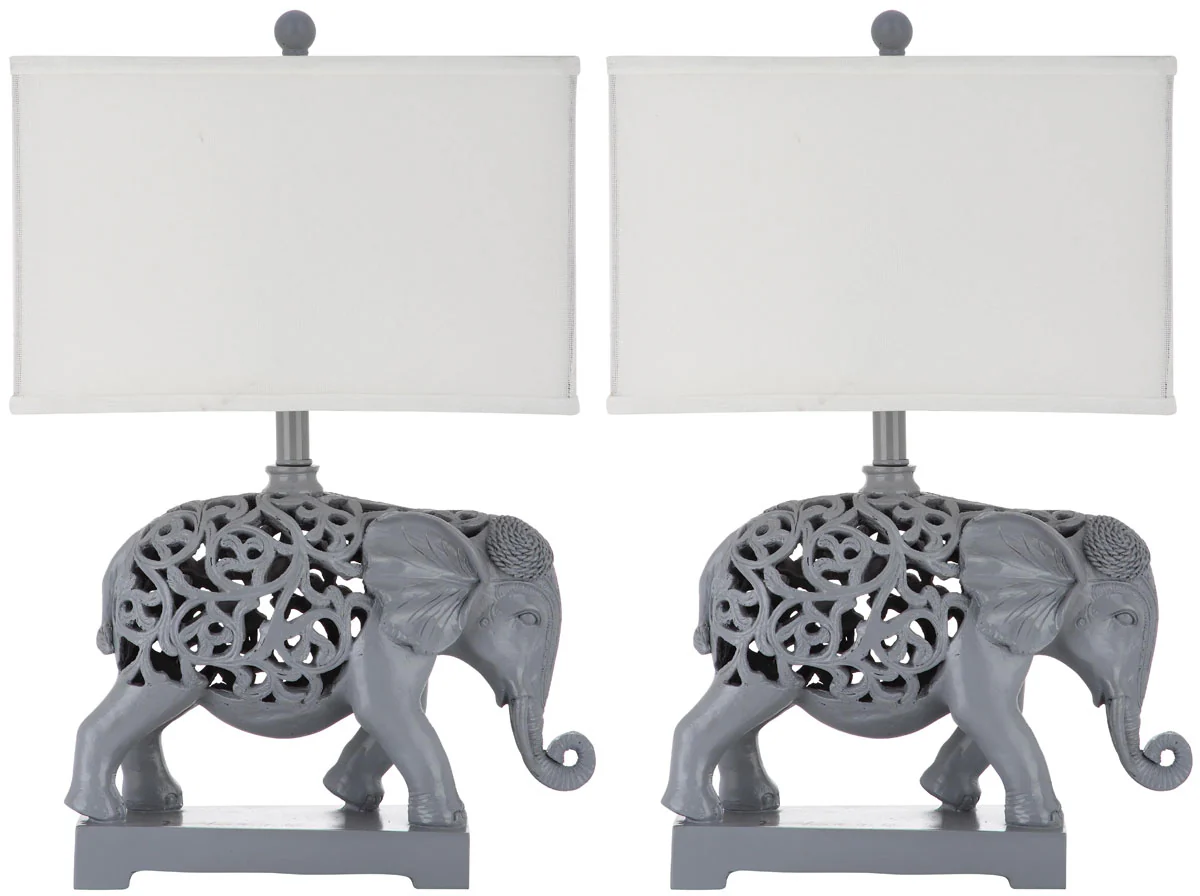Safavieh Hathi 25.5-Inch H Sculpture Table Lamp Set Of 2 - Light Grey - Image 2