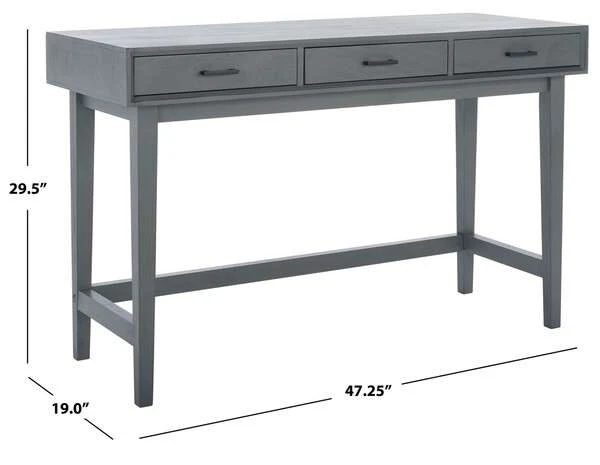 Safavieh Hawthorn 3 Drawer Desk - Distressed Gray - Image 4