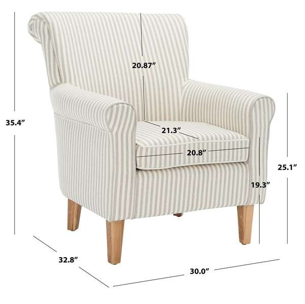 Safavieh Hazina Club Chair - Beige Stripe - Image 4