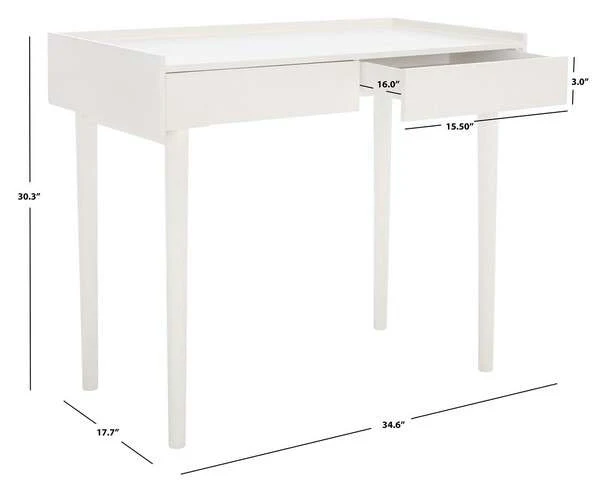 Safavieh Henley 2 Drawer Desk - Antique White - Image 4