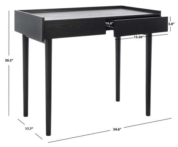 Safavieh Henley 2 Drawer Desk - Black - Image 4