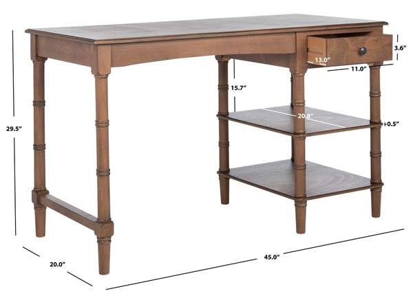 Safavieh Henric 1 Drawer 2 Shelf Desk - Brown - Image 4