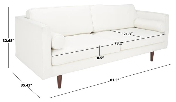 Safavieh Hurley Mid-Century Upholstered Fabric Sofa - White - Image 3