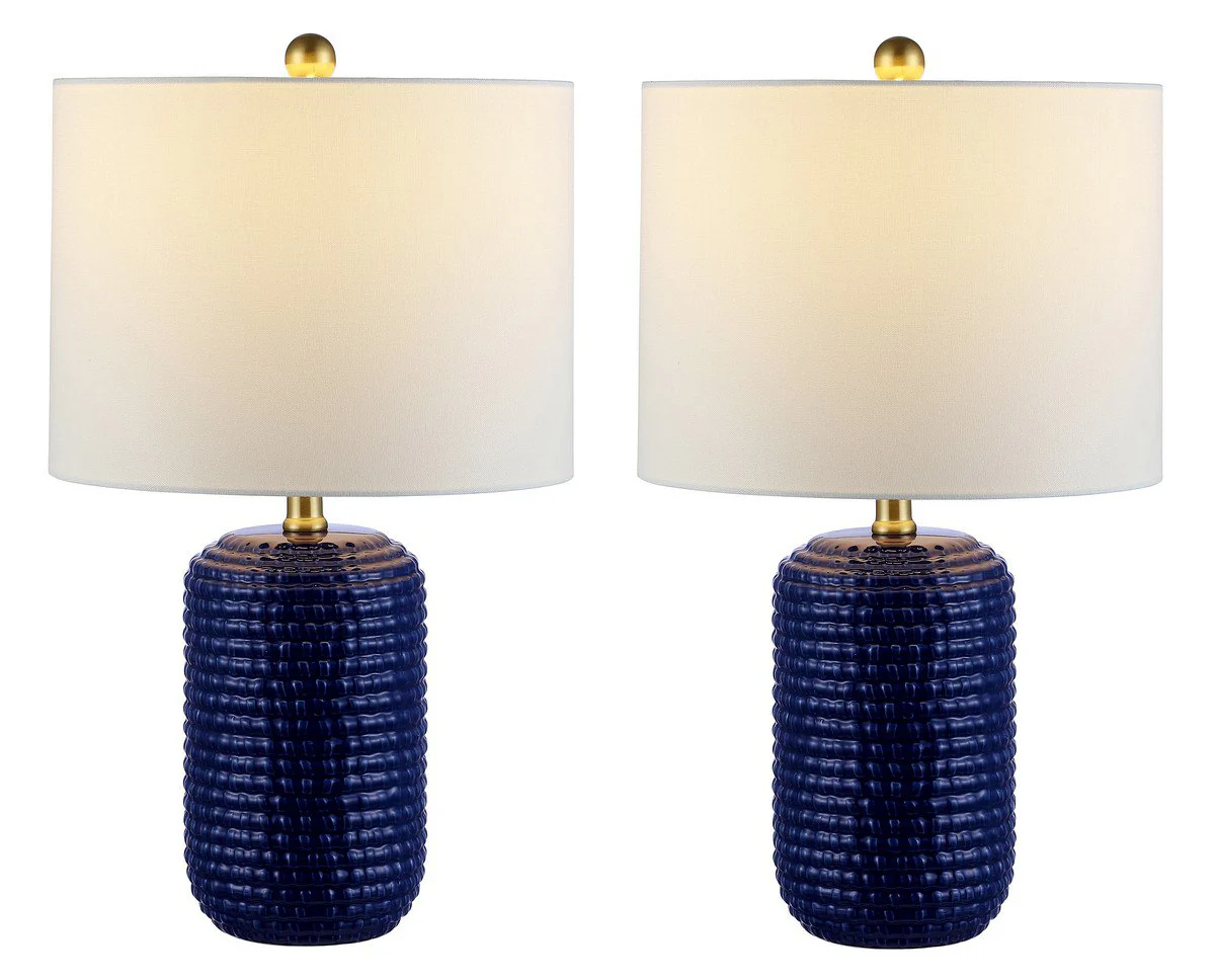 Safavieh Jace Ceramic Table Lamp Set Of 2 - Navy Blue - Image 3