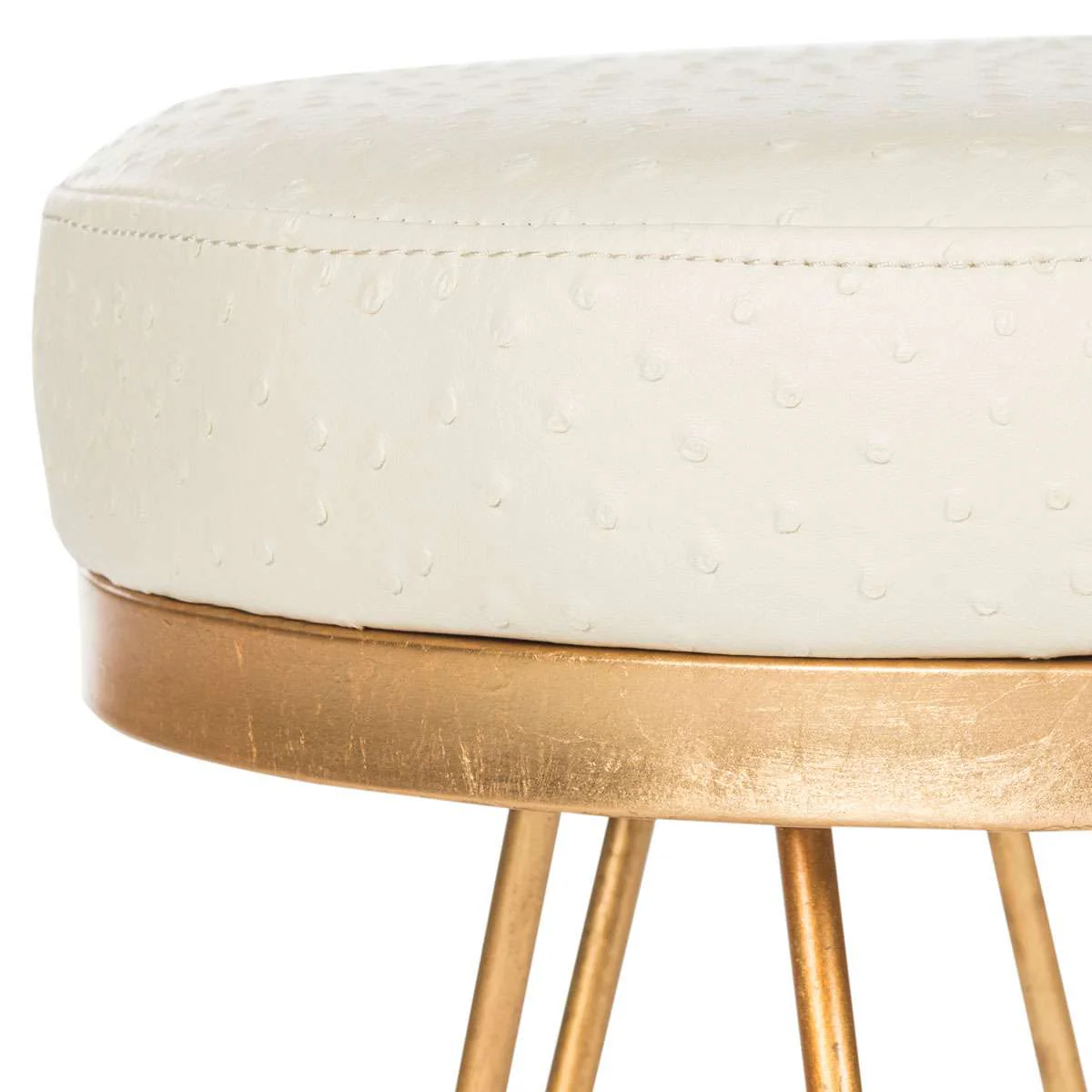 Safavieh Jenine Faux Ostrich Round Bench - Cream Pu - Image 2