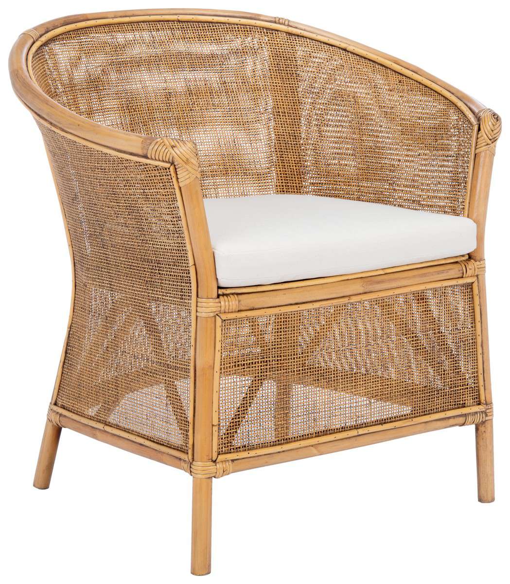 Safavieh Jessica Rattan Accent Chair W/ Cushion - Honey Brown Wash - Image 2