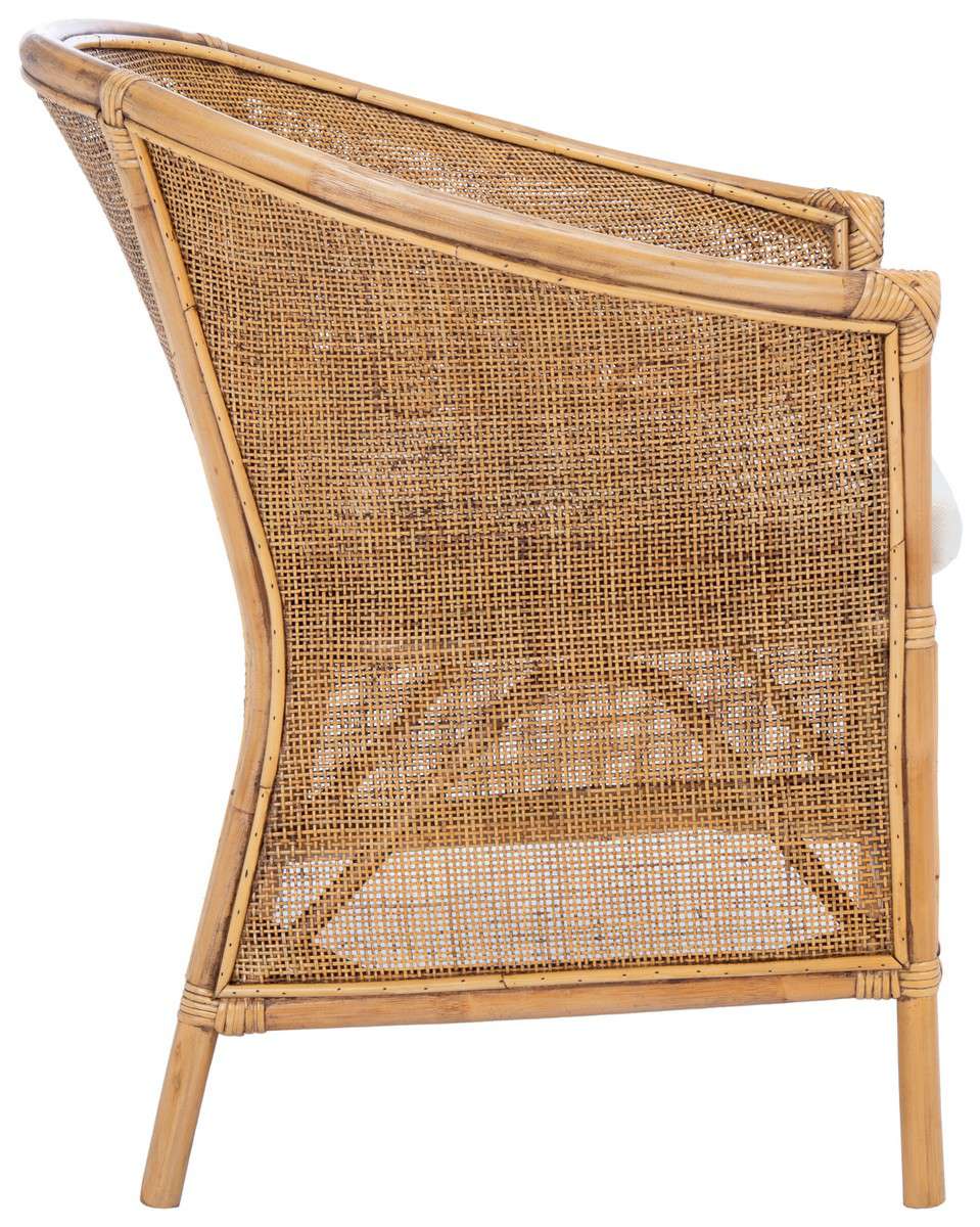 Safavieh Jessica Rattan Accent Chair W/ Cushion - Honey Brown Wash - Image 3